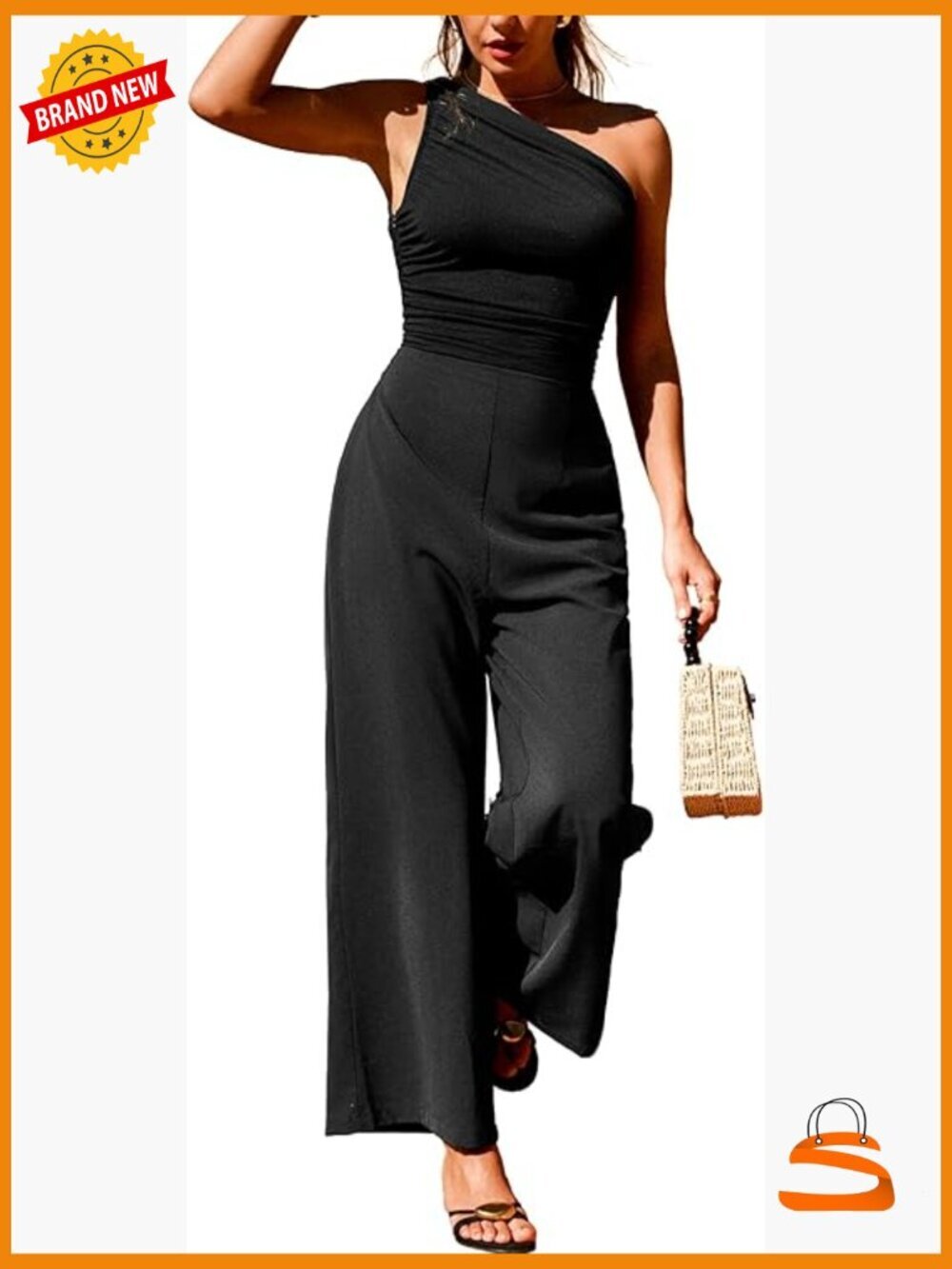Sleeveless One Shoulder Bodycon Jumpsuit Straight Leg Summer Outfit
